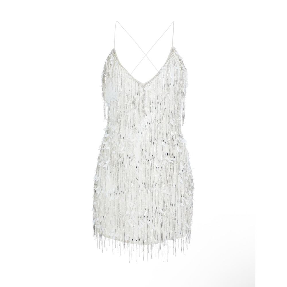 NWT Retrofête Haven Embellished Mini Dress in White $998 - Size Small - Picture 5 of 16